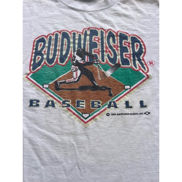 Vintage 1994 Budweiser Baseball Graphic Tee White XL By Lee F3 - Picture 2 of 6